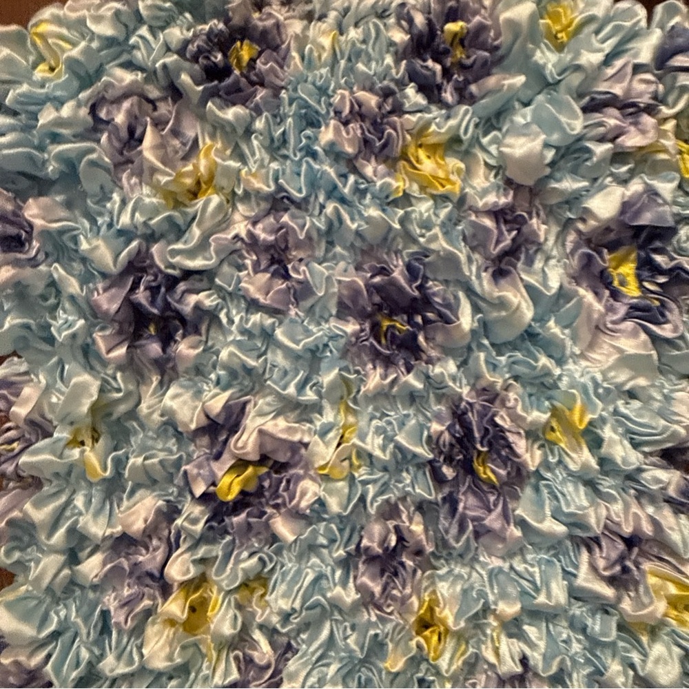 Light Blue Floral Smocked Short-Sleeve Blouse - Picture 2 of 7